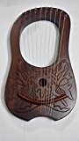 NEW En Palissandre Lyre Harpe 10 cordes en métal gravé/Rosewood Harpe Lyra Jante Étui inclus