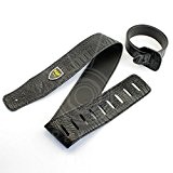 NEW! Guitar Strap Pu Leather Embossed Alligator Acoustic Electric Bass Black