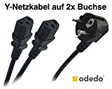 odedo® Câble d'alimentation Y 1 x Schuko coudé vers 2 x femelle C13/iec13 Câble 1.5 m, appareils à froid