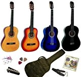 Pack Guitare Classique 3/4 (8-13ans) Pour Enfant Avec 6 Accessoires (bleue)