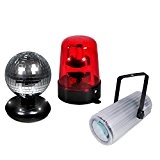 Pack Gyrophare rouge + Boule à facettes + Jeu MOONFLOWER rotatif LEDs