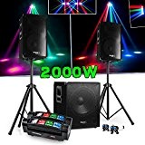 PACK SONO DJ 2000W CUBE 1512 avec CAISSON + ENCENTES + PIEDS + CABLES + Spider Micro RGBW Ghost