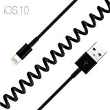 PhoneStar câble spiralé étirable USB à Lightning câble de charge pour Apple iPhone 7, 7 Plus, 7 Pro, 6s, 6s ...