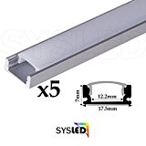 Profilé aluminium 5 Mètres ( 5 x 1 mètre ) avec diffuseur opaque
