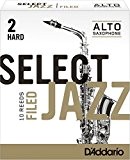 Rico Anches sélectionnées Rico Jazz pour saxophone alto, coupe à la française, force 2-Hard, pack de 10