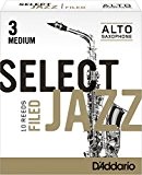 Rico Anches sélectionnées Rico Jazz pour saxophone alto, coupe à la française, force 3-Medium, pack de 10