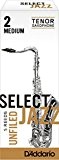 Rico Anches sélectionnées Rico Jazz pour saxophone ténor, coupe à l'américaine, force 2-Medium, pack de 5