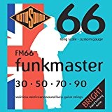 Rotosound Funkmaster Jeu de cordes pour basse Acier inoxydable Filet rond Tirant Billy Sheehan (30 50 70 90)