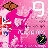 Rotosound Roto Pinks Jeu de 7 cordes pour guitare électrique Nickel Tirant super light (9 11 16 24 32 42 ...