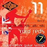 Rotosound Roto Reds Jeu de 7 cordes pour guitare électrique Nickel Tirant medium (11 14 18 28 38 48 58) ...