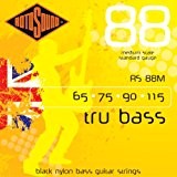 Rotosound Tru Bass Jeu de cordes pour basse Nylon noir Filet plat Diapason moyen Tirant standard (65 75 90 115)