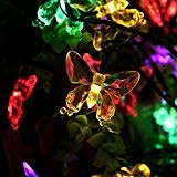 Salcar Guirlande Lumineuse Solaire, 5 mètres de chaîne de lumière LED solaire 20 papillon éclairage de décoration pour les fêtes ...