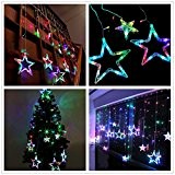 Salcar lumières coloréS de Noël LED 2 * 1 mètre 12 étoiles colorées de lumière rideau pour les fêtes de ...