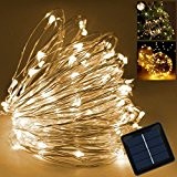 Samoleus Guirlandes de puissance solaire, cuivre fil 100 LED 12M chaleureux Noël décoratif étanche blanc fée étoilée corde Light pour ...