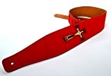 Sangle pour guitare basse acoustique électrique en daim rouge avec croix celtique 7,6 cm Clearwater de large