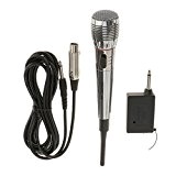 Set de Microphone Dynamique Professionnel AK-308 Câblé & Sans Fil Micro Jack -Argent