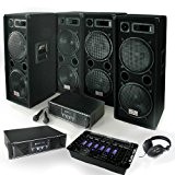 Set DJ PA "Bass First Pro" 2 x Amp 4 x Enceintes Mixer 4000W