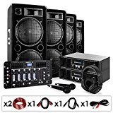 Set Sono DJ "Bass First Pro Bluetooth" 2 x amp 4 x enceinte mixeur 4000W