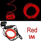 SODIAL (R) Parti LED Car Light 1M EL flexible Fil Neon Corde Tube + 12V Onduleur - Rouge