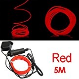 SODIAL (R) Parti LED Car Light 5M EL flexible Fil Neon Corde Tube + 12V Onduleur - Rouge