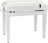 Steinbach Piano Bench with Music Compartiment en blanc similicuir blanc poli