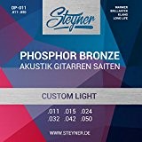 steyner Cordes de Guitare Acoustique 6 Cordes Custom Light | classique Bronze phosphoreux pour Guitare acoustique avec son chaud, brillant - Cordes pour ...
