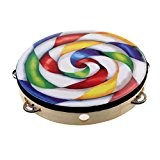 Tambourins Coloré Sucette Tambour Instruments De Percussion Jouet Educatif pour Enfants - Jaune, 10''