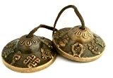 Tibet Imports Cloche tibétaine Tingsha Motifs symboles bouddhistes porte-bonheur