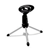 Tripod Microphone Stand Foldable Desktop Microphone Mount Adjustable Holder Bracket with Mic Clip for Podcasts, Online Chat, Conferences, Lectures and ...