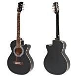 Ts-ideen 4513 Guitare acoustique/guitare folk 4/4 à pan coupé avec bord blanc en ABS/Touche en bois de rose Style Western ...