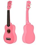 Ts-ideen 5200 Guitare en bois pour Enfant avec Etui/Jeu de cordes de rechange Rose