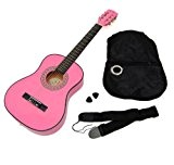 Ts-ideen 5251 Guitare acoustique 1/4 pour Enfant avec poche/Courroie/Corde/Plectre Rose