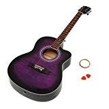 ts-ideen Guitare acoustique 4/4 Style Western Motifs lilas Violet