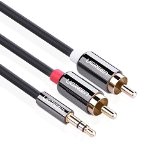 UGREEN Audio Câble RCA Câble Audio Stéréo Jack 3.5mm Mâle vers 2 RCA Mâle avec Connecteur en Métal (2 M)