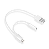 VAPIAO AUX-Lightning-USB-adapteur-câble de charge - transmission audio pour tous les Apple iPhone, iPod, iPad avec Lightning en en blanc