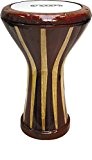 Vatan 3400 Derbouka égyptienne avec extérieure en bois marqueté Taille Grande Diamètre 22 cm Beige