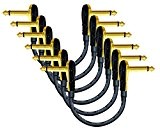 World Best Cables Lot de 6 câbles patch Mogami 2319 coudés pour un effet guitare basse Avec embout plaqué or de ...