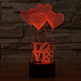 XJoel 3D AMOUR Visualisation Illusion optique incroyable bureau cadeaux Lampe LED Night Light Nouveauté Pour Friend & Enfants & Famille