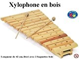 Xylophone en bois et 2 baguettes, 42 x 23 cm