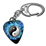 Ying And Yang Logo Guitare Mediator Pick Porte-cles Keyring (GD)